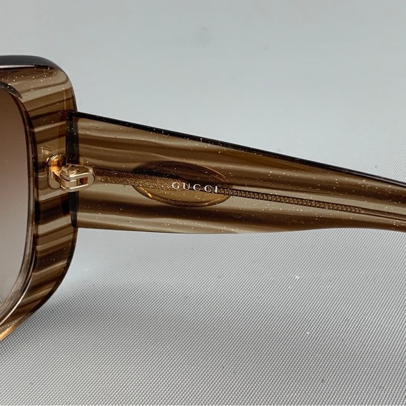 Gucci brown and beige acetate glitter sunglasses - Picture 8 of 9